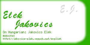 elek jakovics business card